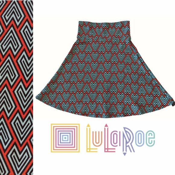 LulaRoe Midi Retro Colorful Geometric Skirt, Size Large - Picture 1 of 6